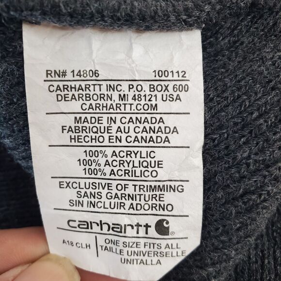 Carhartt Unisex Knit Cuffed Beanie Classic Hat Cap Dark Gray Winter Logo Street - Picture 7 of 8